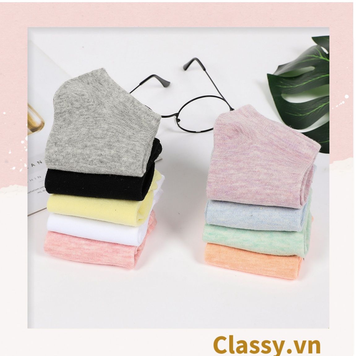 Classy Tất cổ ngắn, vớ cổ ngăn cotton dày dặn, phù hợp cả nam và nữ G1406
