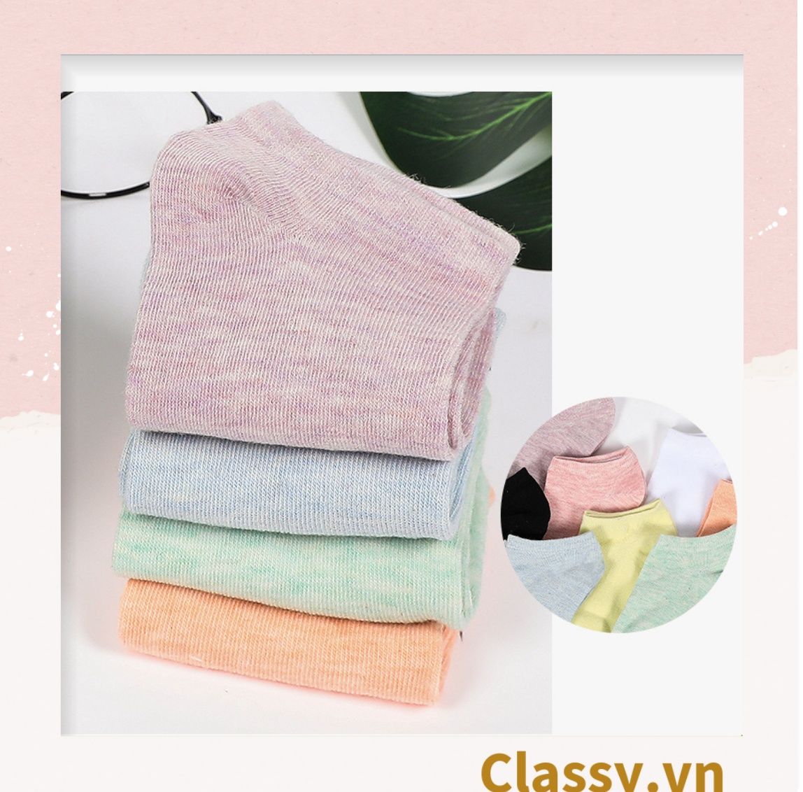 Classy Tất cổ ngắn, vớ cổ ngăn cotton dày dặn, phù hợp cả nam và nữ G1406