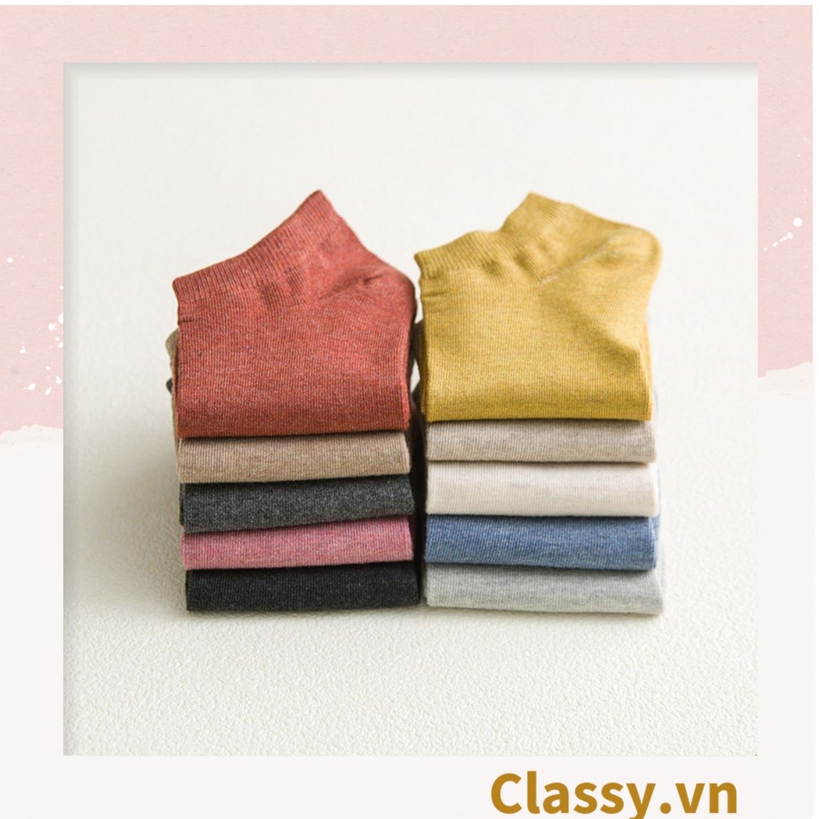 Classy Tất cổ ngắn, vớ cổ ngăn cotton dày dặn, phù hợp cả nam và nữ G1406