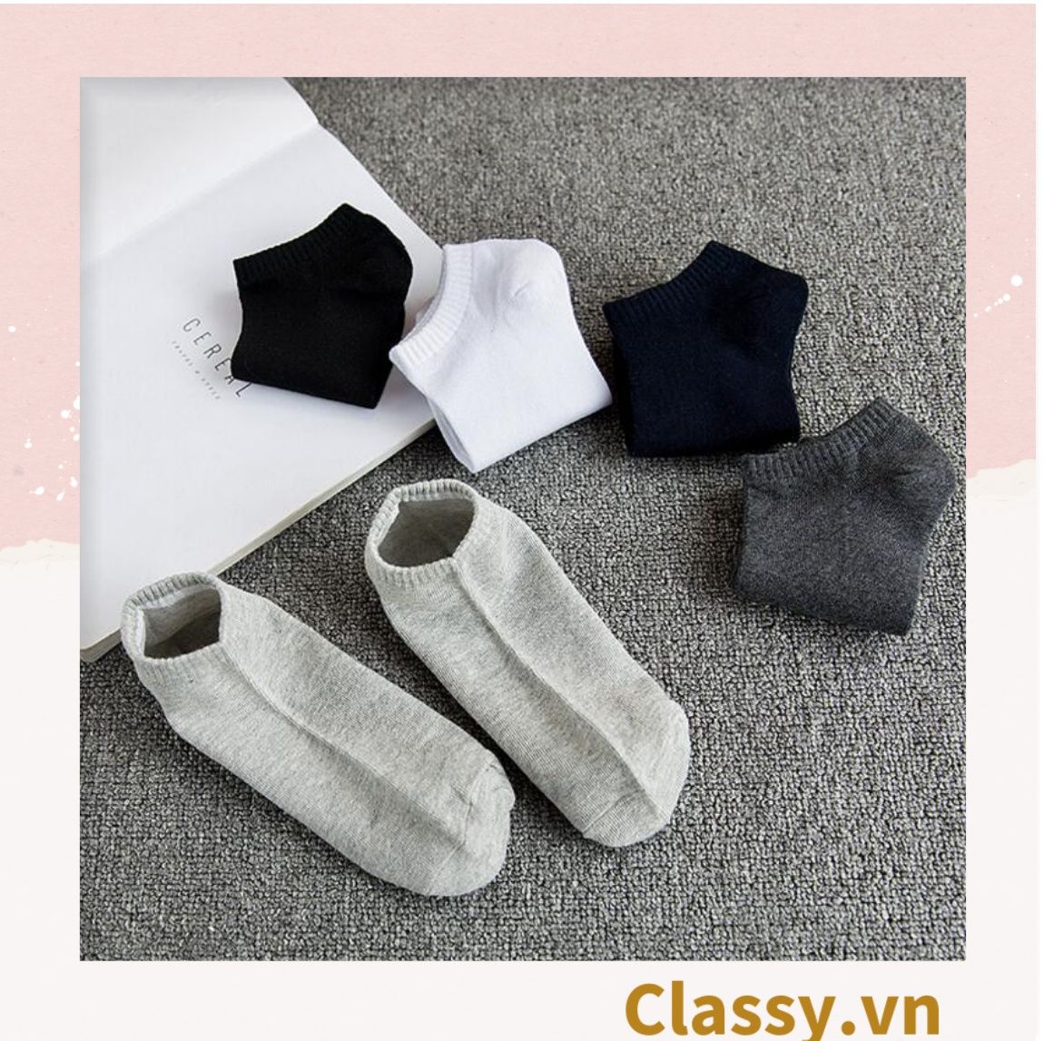 Classy Tất cổ ngắn, vớ cổ ngăn cotton dày dặn, phù hợp cả nam và nữ G1406