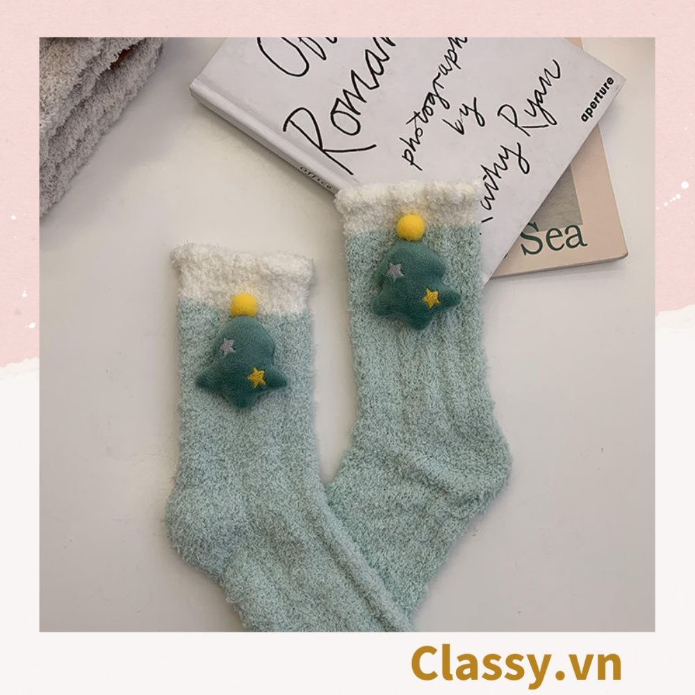 Classy Tất bông cổ cao, vớ bông cổ cao siêu giữ ấm, họa tiết ngộ nghĩnh G1428