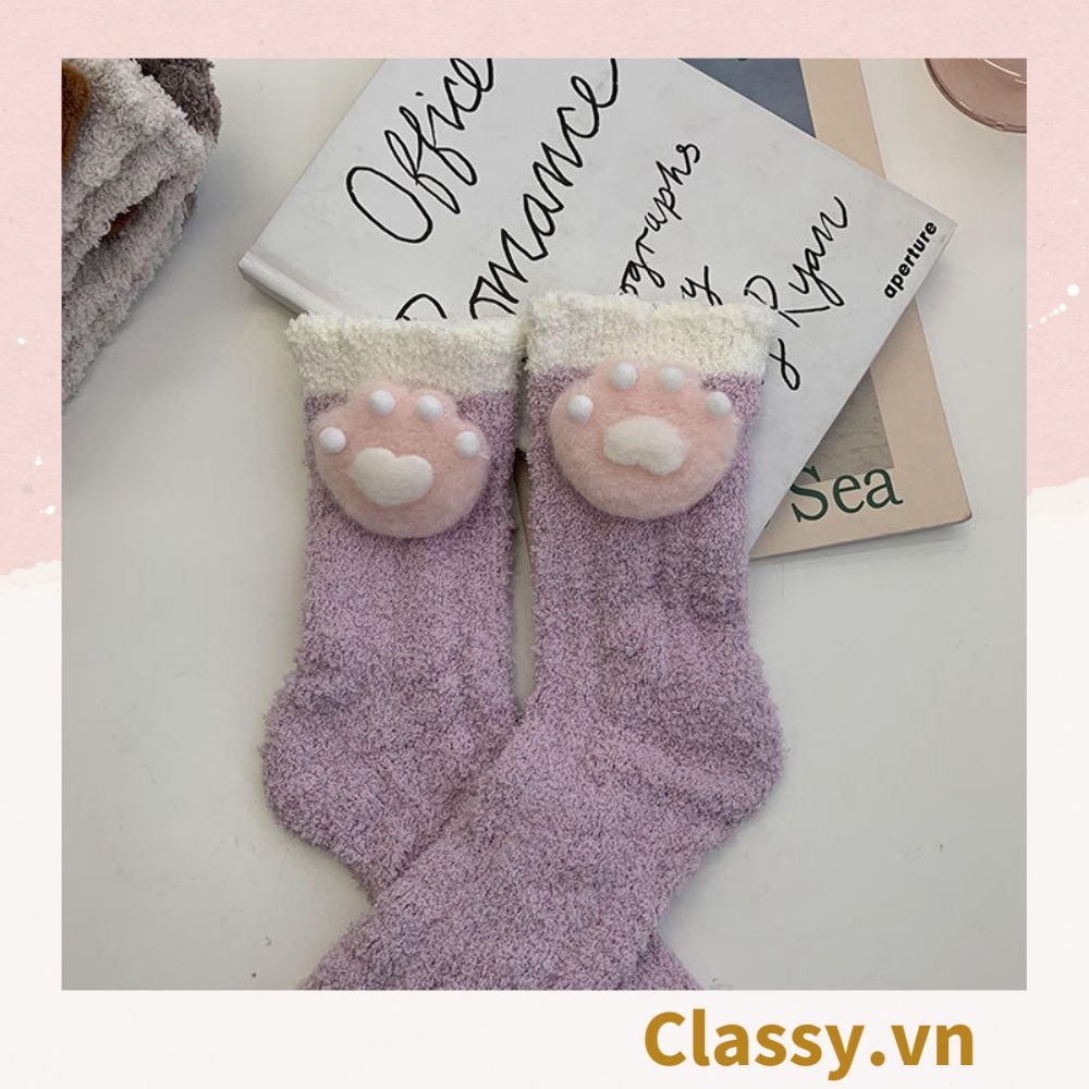 Classy Tất bông cổ cao, vớ bông cổ cao siêu giữ ấm, họa tiết ngộ nghĩnh G1428