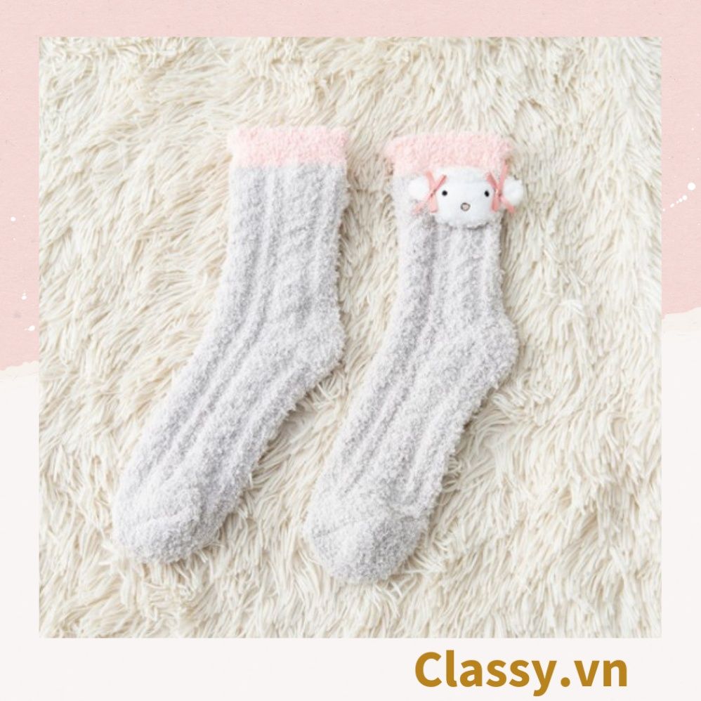 Classy Tất bông cổ cao, vớ bông cổ cao siêu giữ ấm, họa tiết ngộ nghĩnh G1428