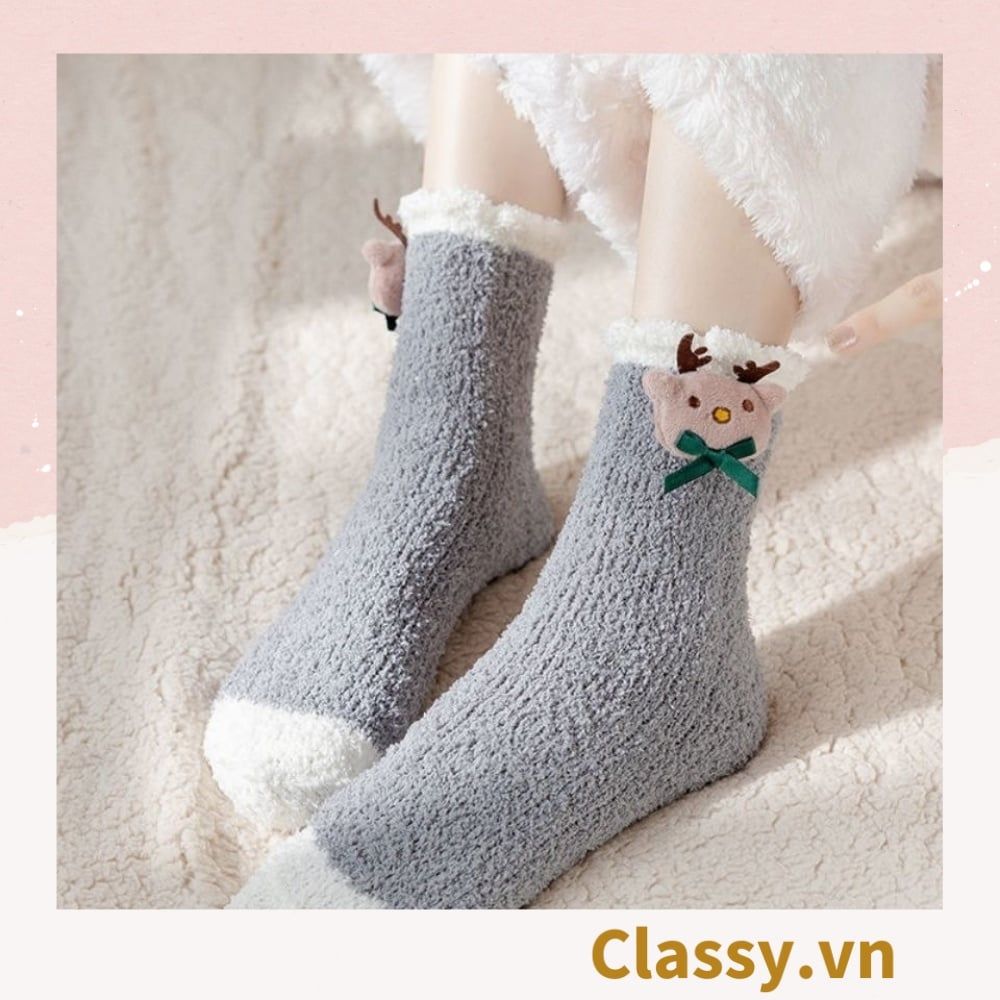 Classy Tất bông cổ cao, vớ bông cổ cao siêu giữ ấm, họa tiết ngộ nghĩnh G1428