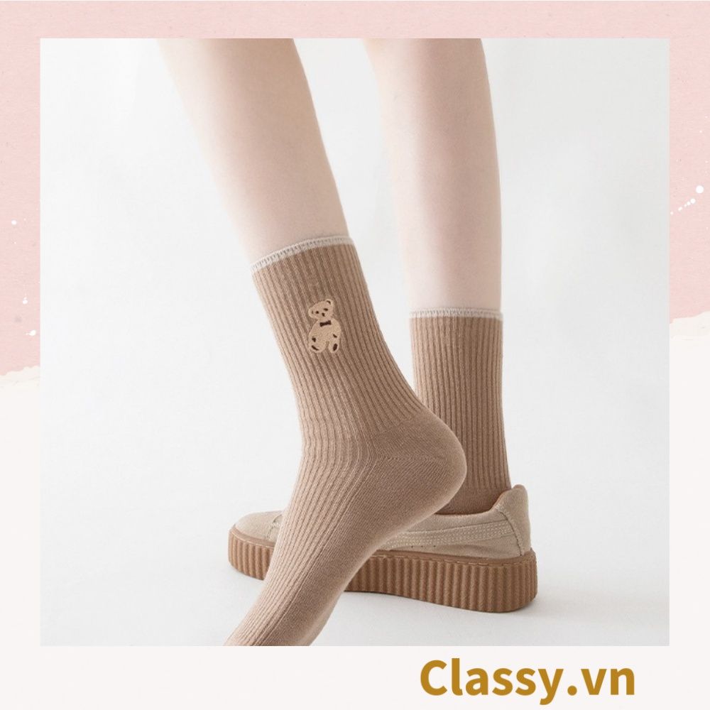  Classy Tất cổ cao, vớ cổ cao với đường gân ôm chân, nhiều màu phong cách hàn quốc G1430 