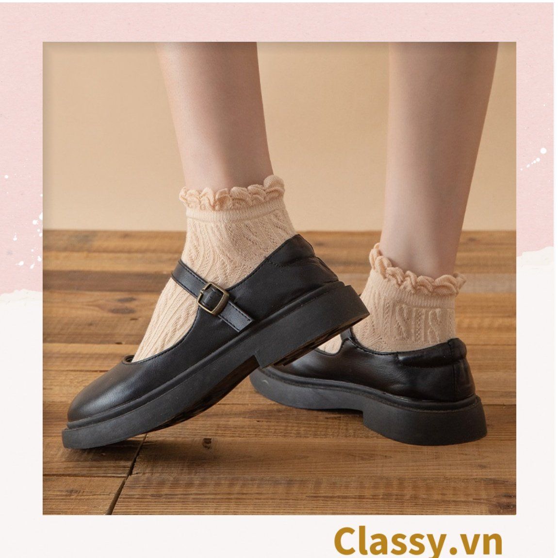 Classy Tất sọc gân, bo chun ở cổ, siêu êm, siêu giữ ấm G1432