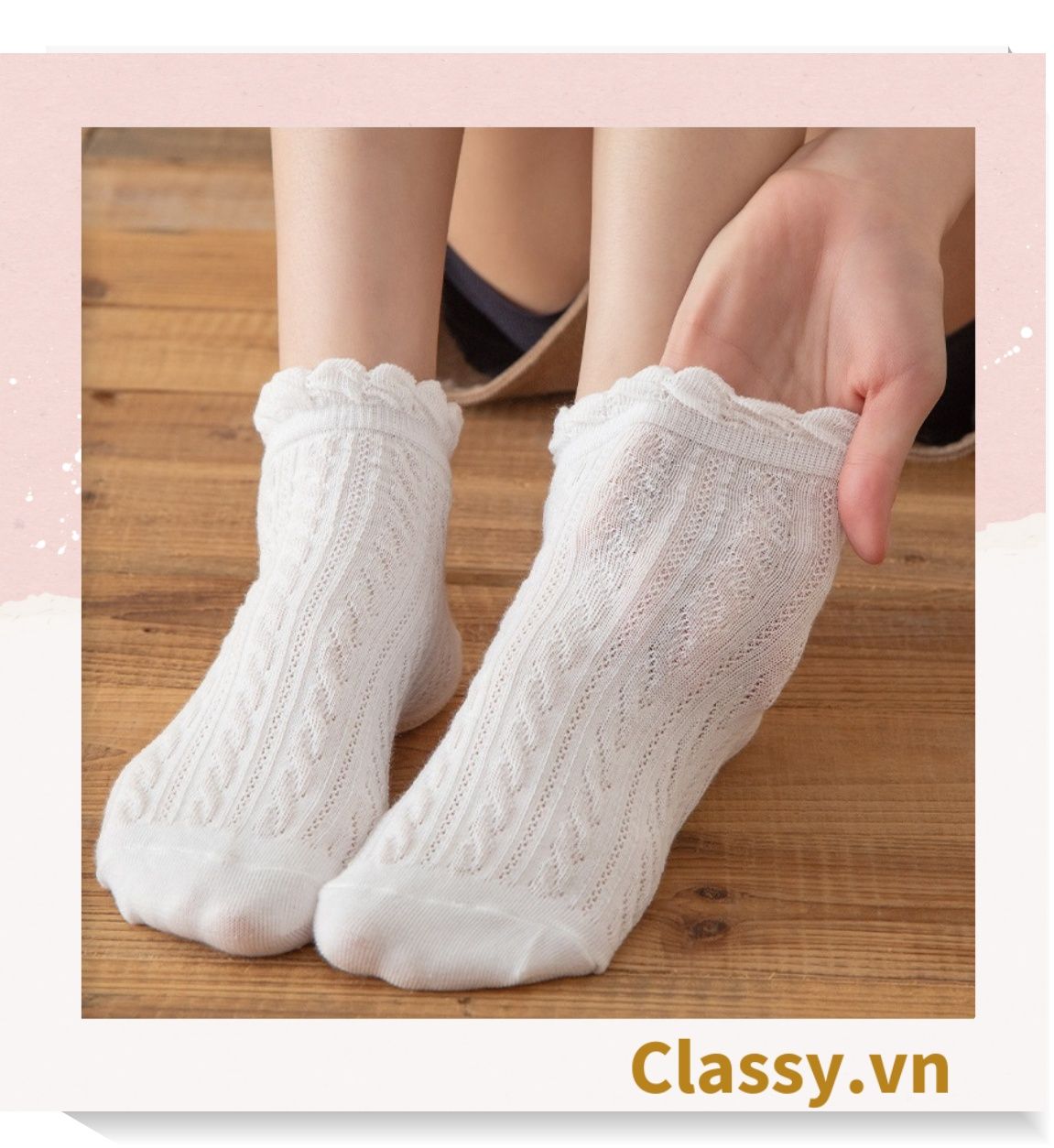 Classy Tất sọc gân, bo chun ở cổ, siêu êm, siêu giữ ấm G1432