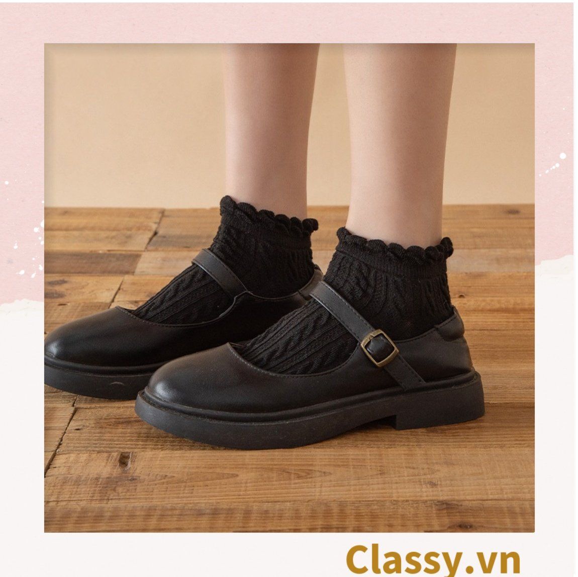 Classy Tất sọc gân, bo chun ở cổ, siêu êm, siêu giữ ấm G1432
