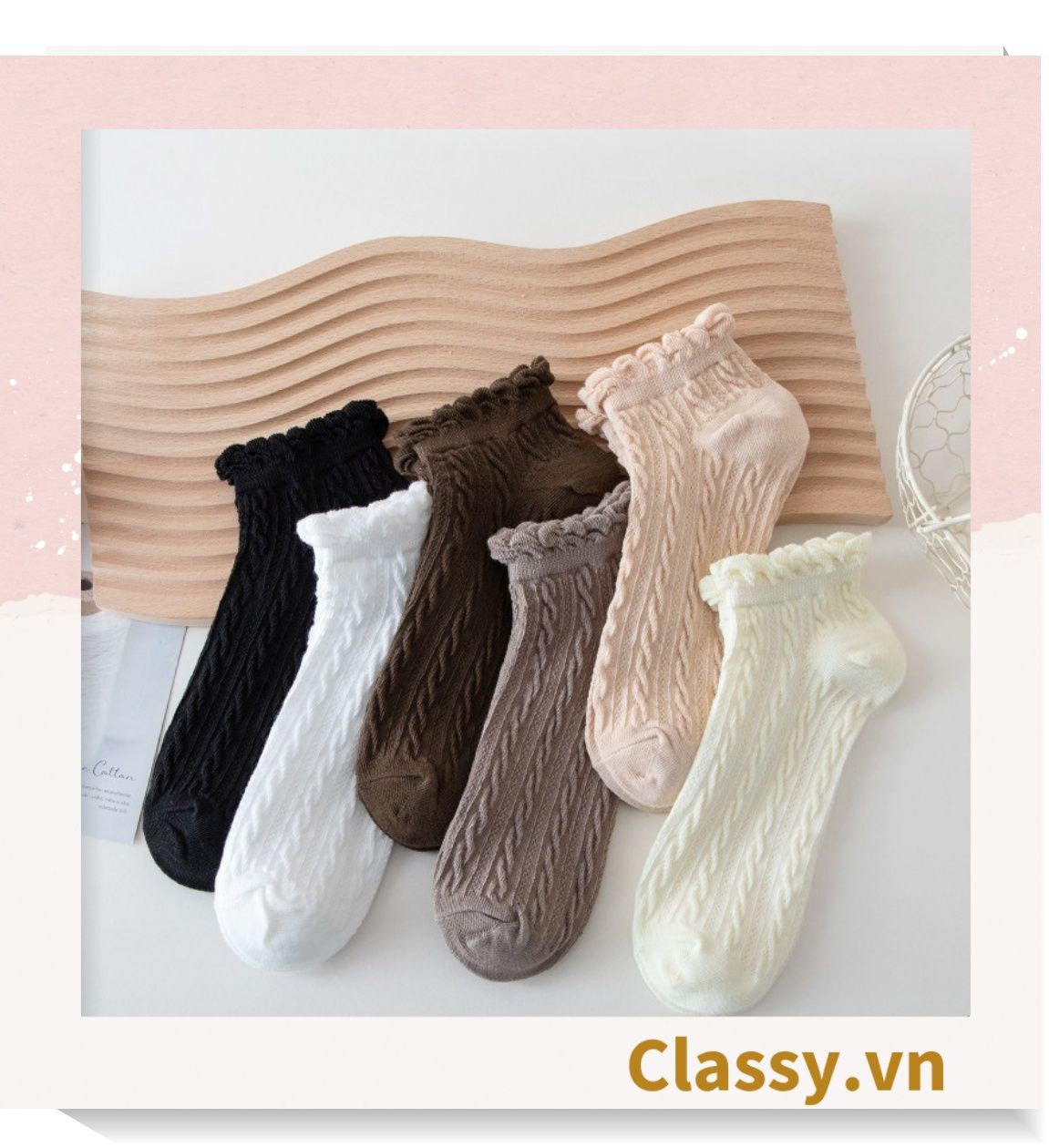 Classy Tất sọc gân, bo chun ở cổ, siêu êm, siêu giữ ấm G1432