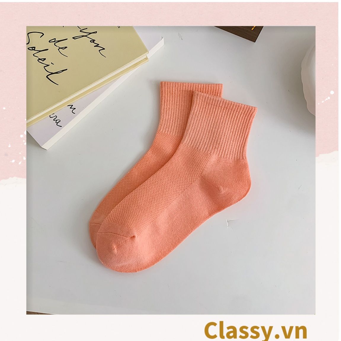 Classy Tất cổ cao, vớ cổ cao màu trơn, có bo chun phần cổ, siêu êm chân G1471
