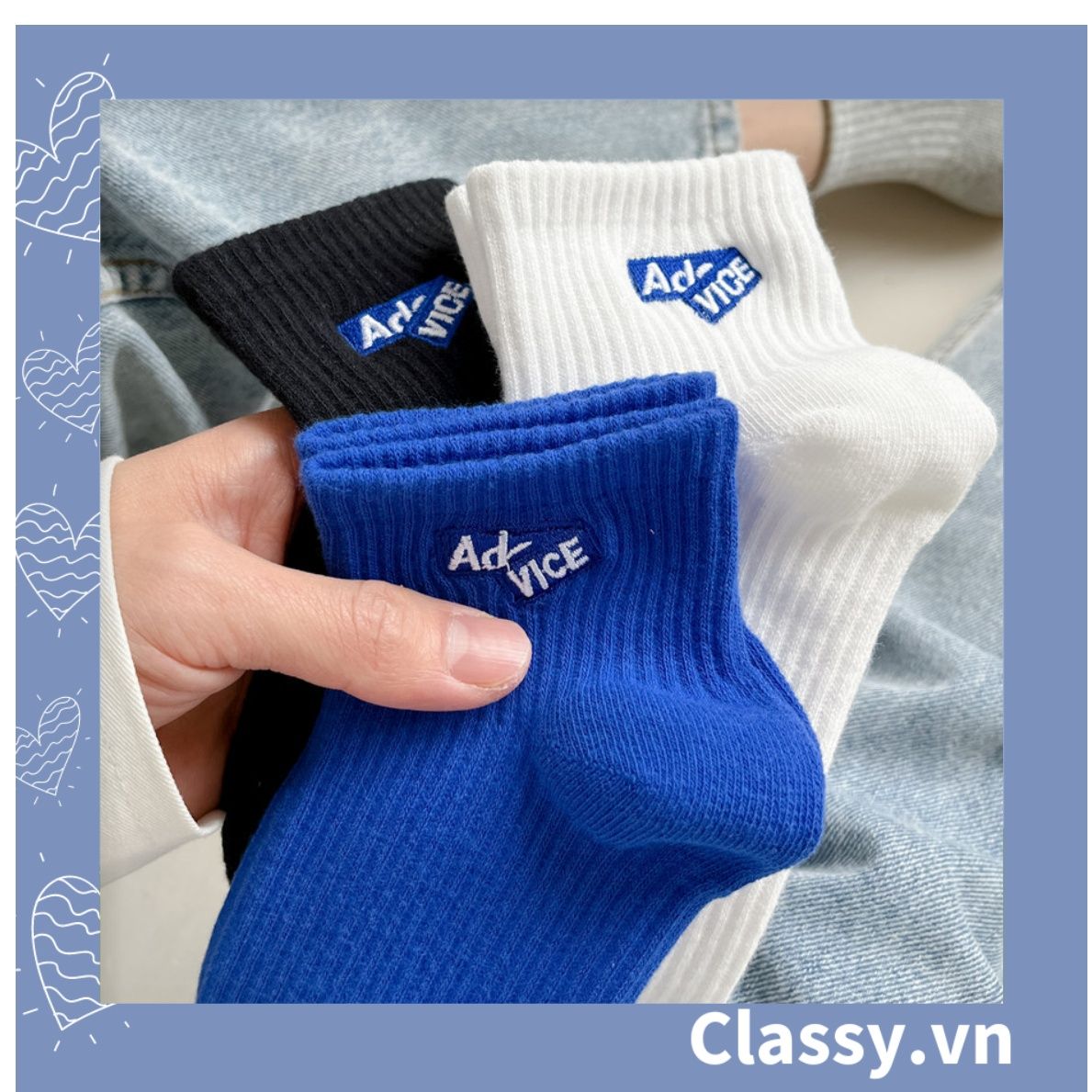 Classy Tất cổ cao, vớ cổ cao màu trơn, chất cotton dày dặn siêu ấm G1472