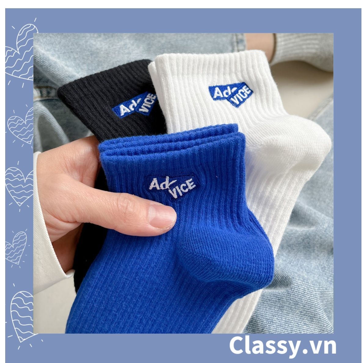  Classy Tất cổ cao, vớ cổ cao màu trơn, chất cotton dày dặn siêu ấm G1472 