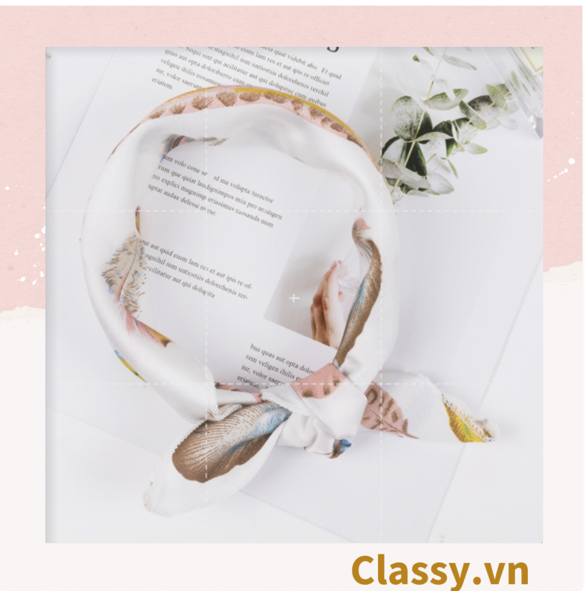 Khăn lụa vuông đi kèm túi cói 50X55cm turban bandana thời trang hàn quốc nhiều kiểu đẹp; phong cách vintage P420