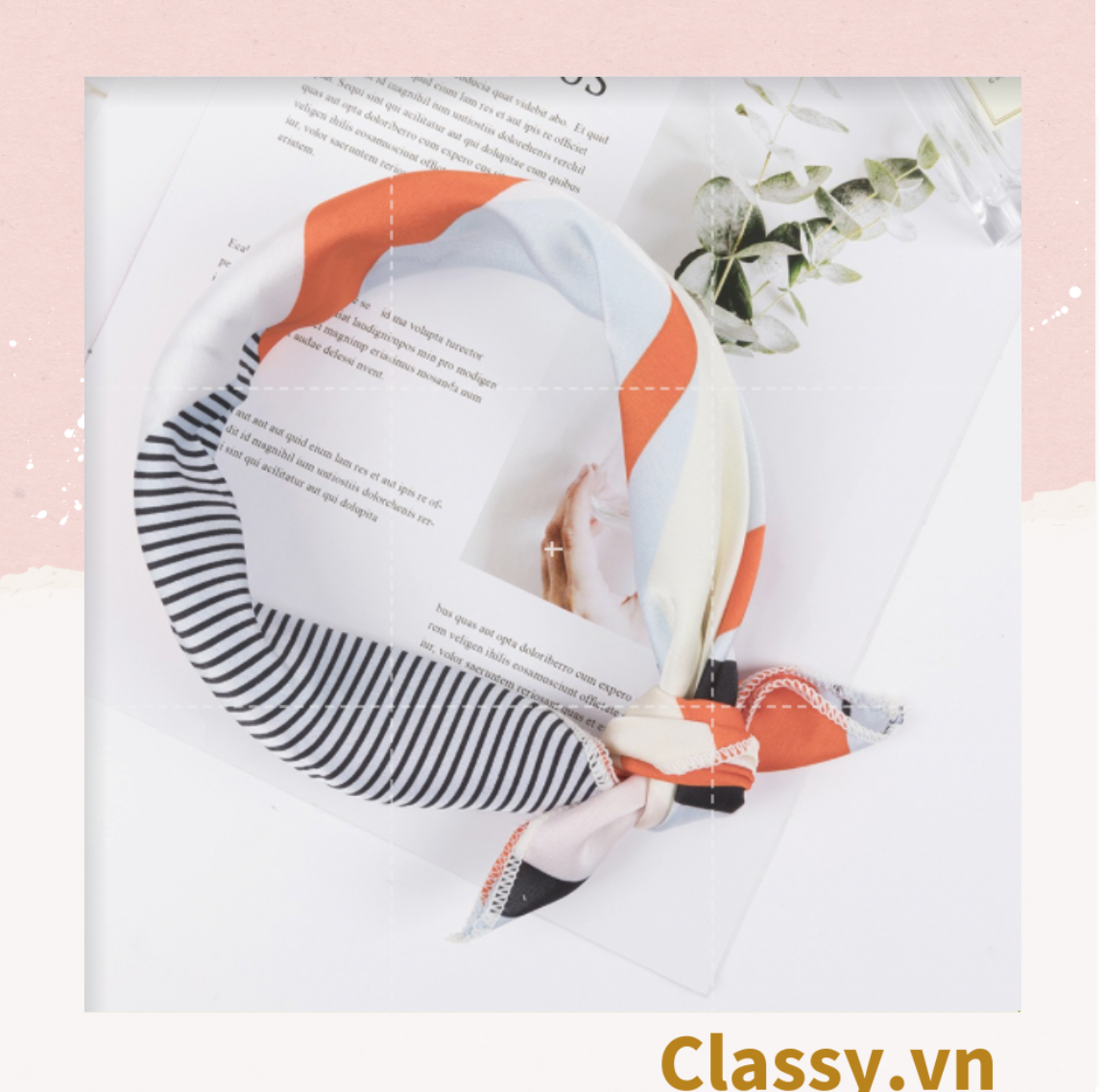 Khăn lụa vuông đi kèm túi cói 50X55cm turban bandana thời trang hàn quốc nhiều kiểu đẹp; phong cách vintage P420