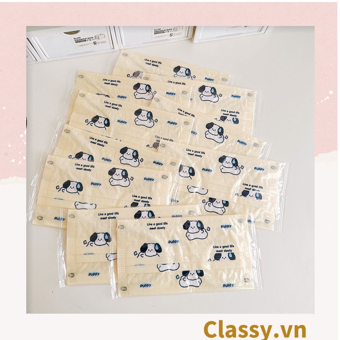 10 chiếc Khẩu trang in hình dễ thương với ba lớp kháng khuẩn, dây đeo chắc chắn, ôm khít gương mặt PK1019