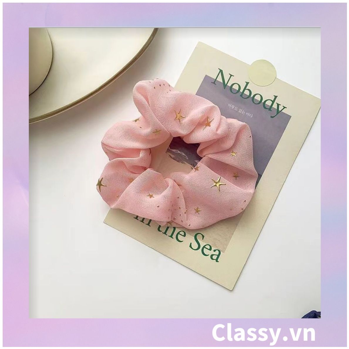  Scrunchies cột tóc, buộc tóc sợi lưới, họa tiết ánh sao, nhiều màu thanh lịch PK1023 