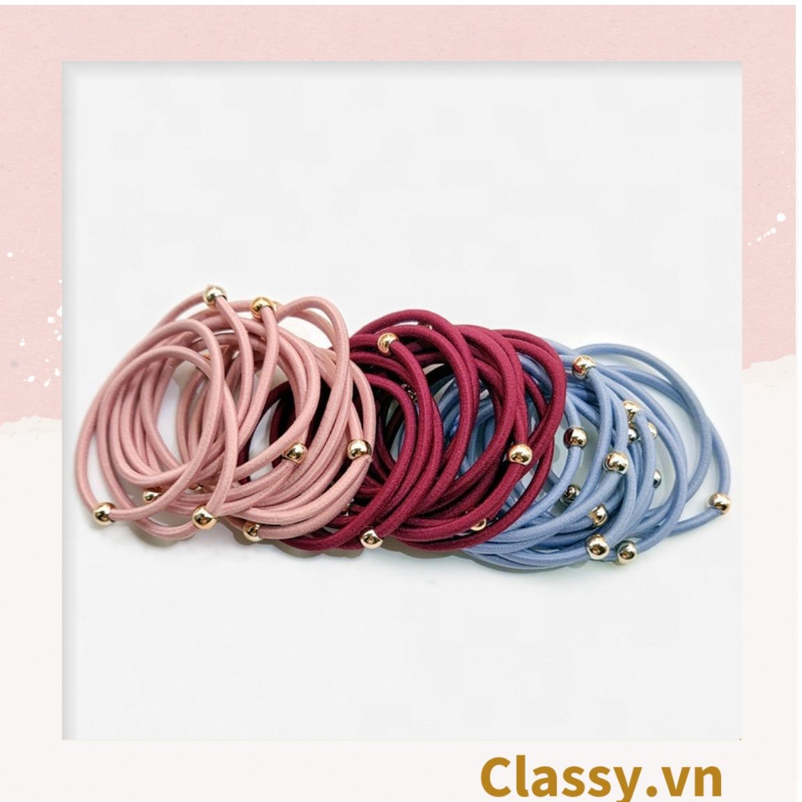 COMBO 10 Dây cột tóc, dây buộc tóc bền dai, họa tiết xinh xắn nhiều màu cho bạn nữ PK1086