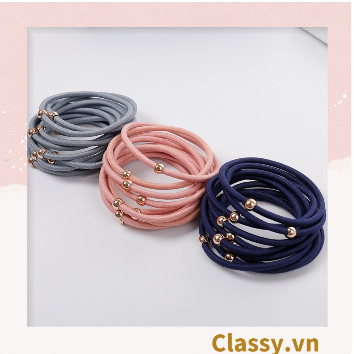 COMBO 10 Dây cột tóc, dây buộc tóc bền dai, họa tiết xinh xắn nhiều màu cho bạn nữ PK1086