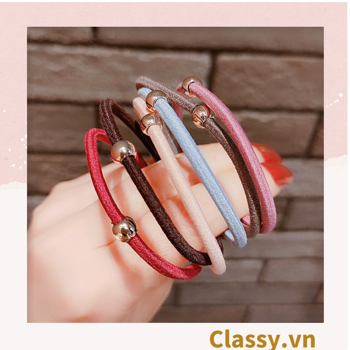 COMBO 10 Dây cột tóc, dây buộc tóc bền dai, họa tiết xinh xắn nhiều màu cho bạn nữ PK1086