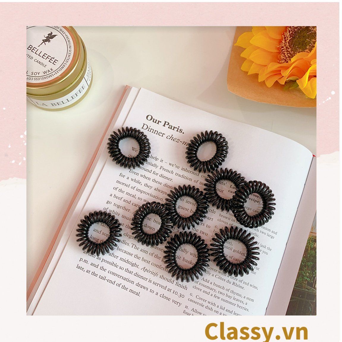 Combo 10 chiếc Dây chun cột tóc lò xo màu đen đáng yêu cho nữ PK1089