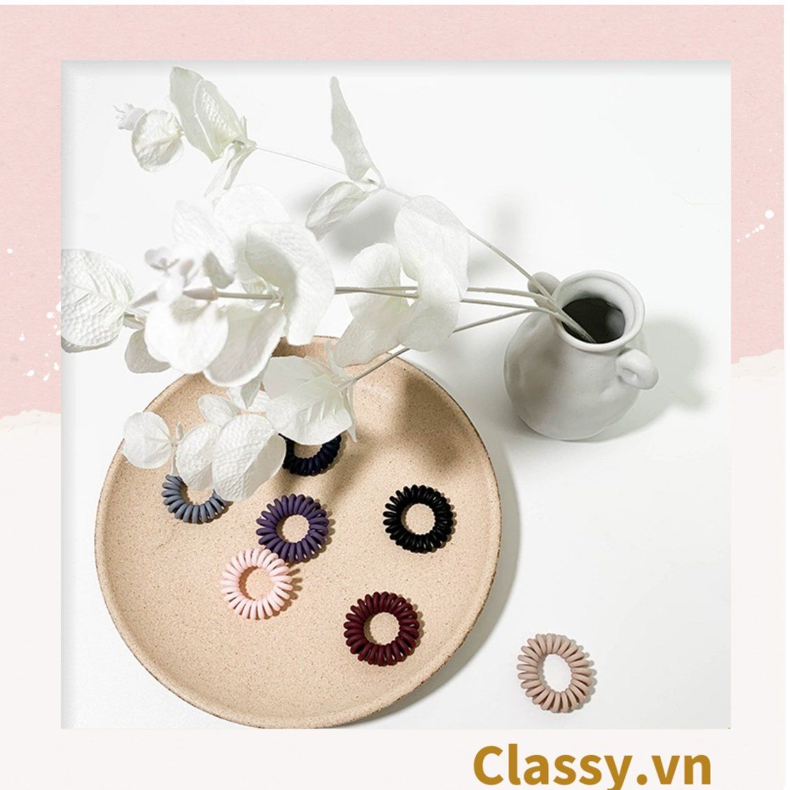 Combo 10 chiếc Dây chun cột tóc lò xo màu đen đáng yêu cho nữ PK1089