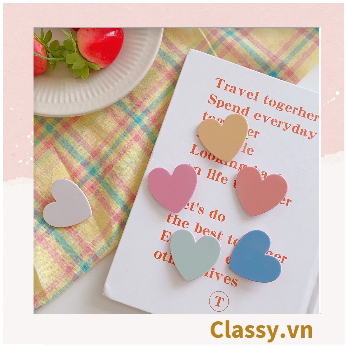 Kẹp tóc mái hình trái tim to bản dễ thương dành cho nữ, thích hợp làm quà tặng, dùng đi học đi chơi PK1101