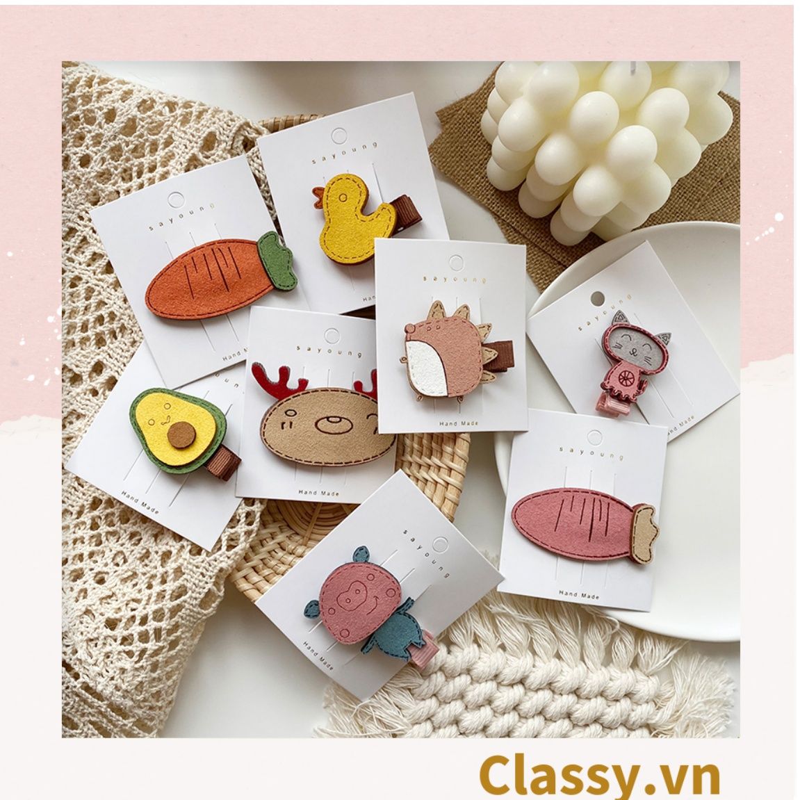 Kẹp tóc một bên họa tiết hoạt hình dễ thương, thích hợp làm quà tặng, dùng đi học đi chơi PK1101