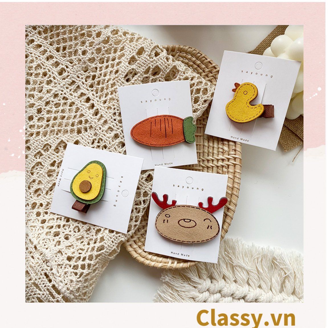 Kẹp tóc một bên họa tiết hoạt hình dễ thương, thích hợp làm quà tặng, dùng đi học đi chơi PK1101