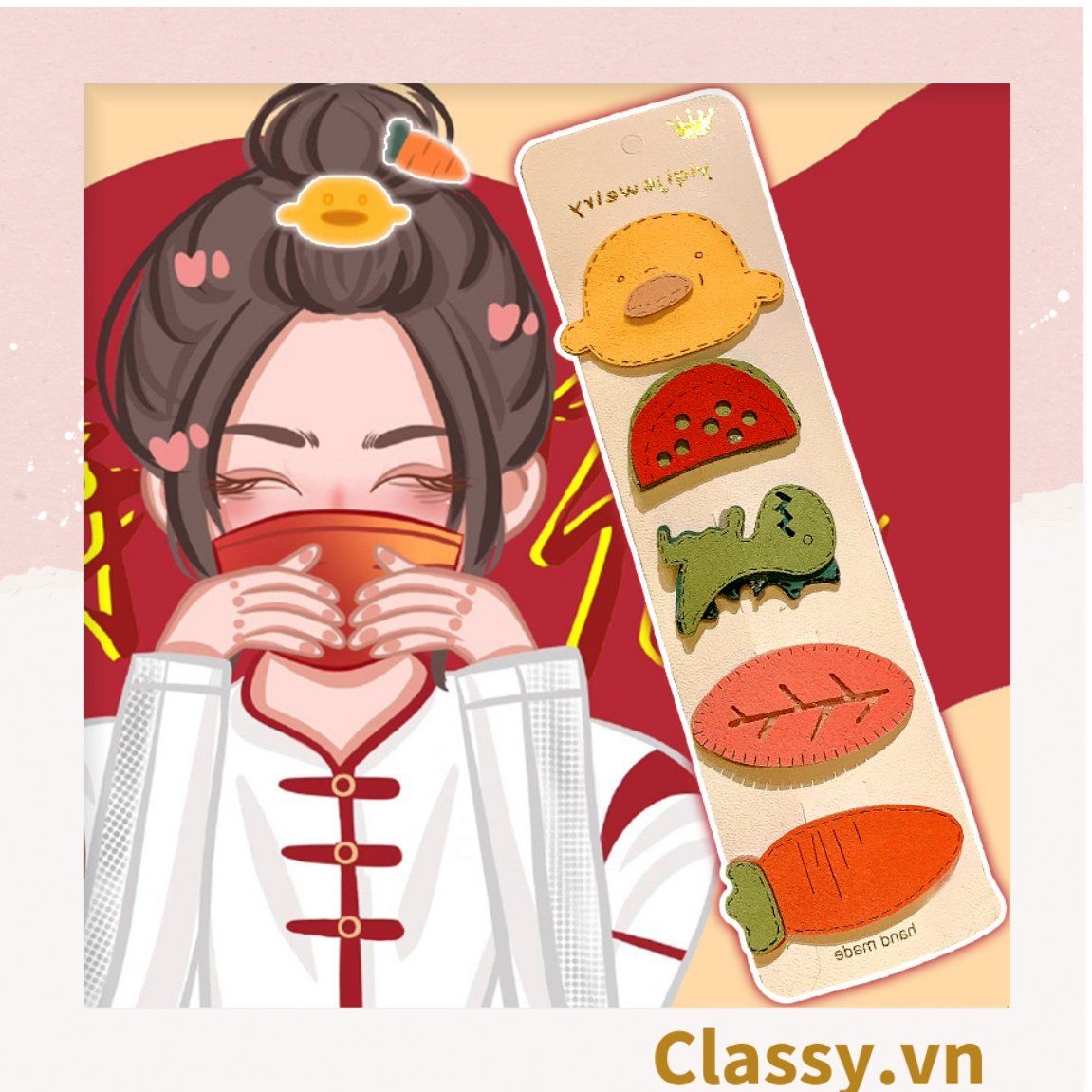 Kẹp tóc một bên họa tiết hoạt hình dễ thương, thích hợp làm quà tặng, dùng đi học đi chơi PK1101