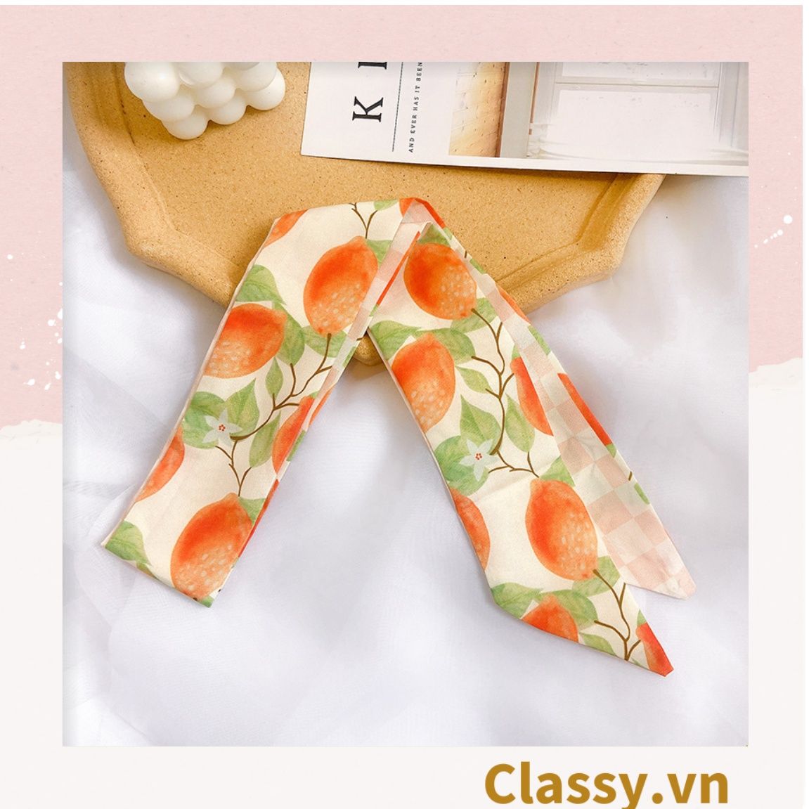 Dải turban lụa dài 97.5x7cm thời trang hàn quốc nhiều kiểu đẹp, phong cách vintage PK1134