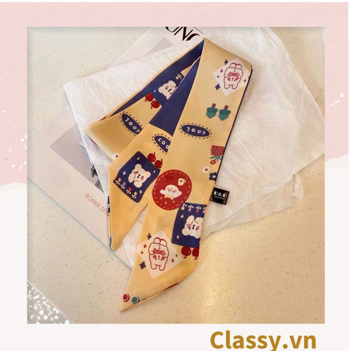 Dải turban lụa dài 97.5x7cm thời trang hàn quốc nhiều kiểu đẹp, phong cách vintage PK1134