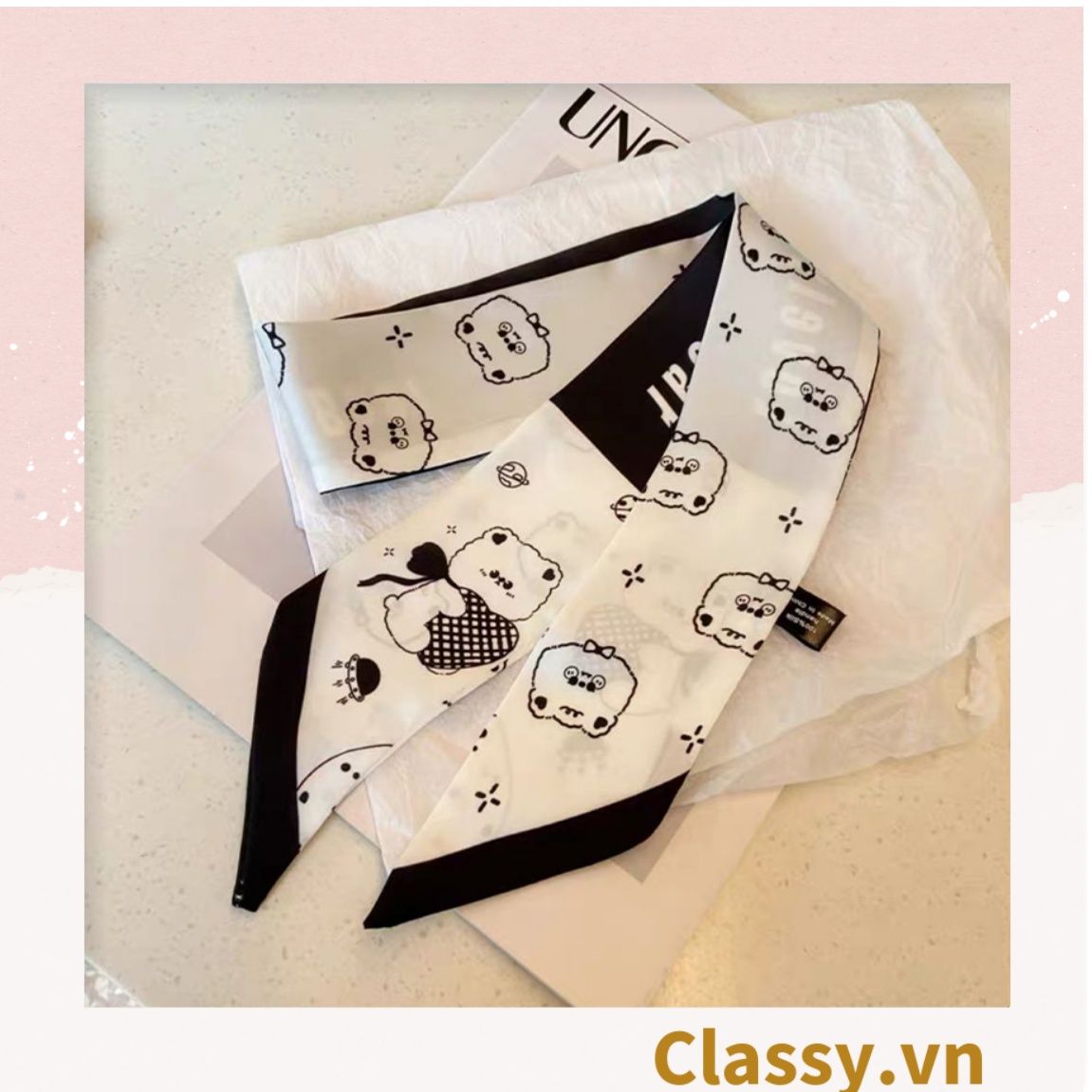 Dải turban lụa dài 97.5x7cm thời trang hàn quốc nhiều kiểu đẹp, phong cách vintage PK1134