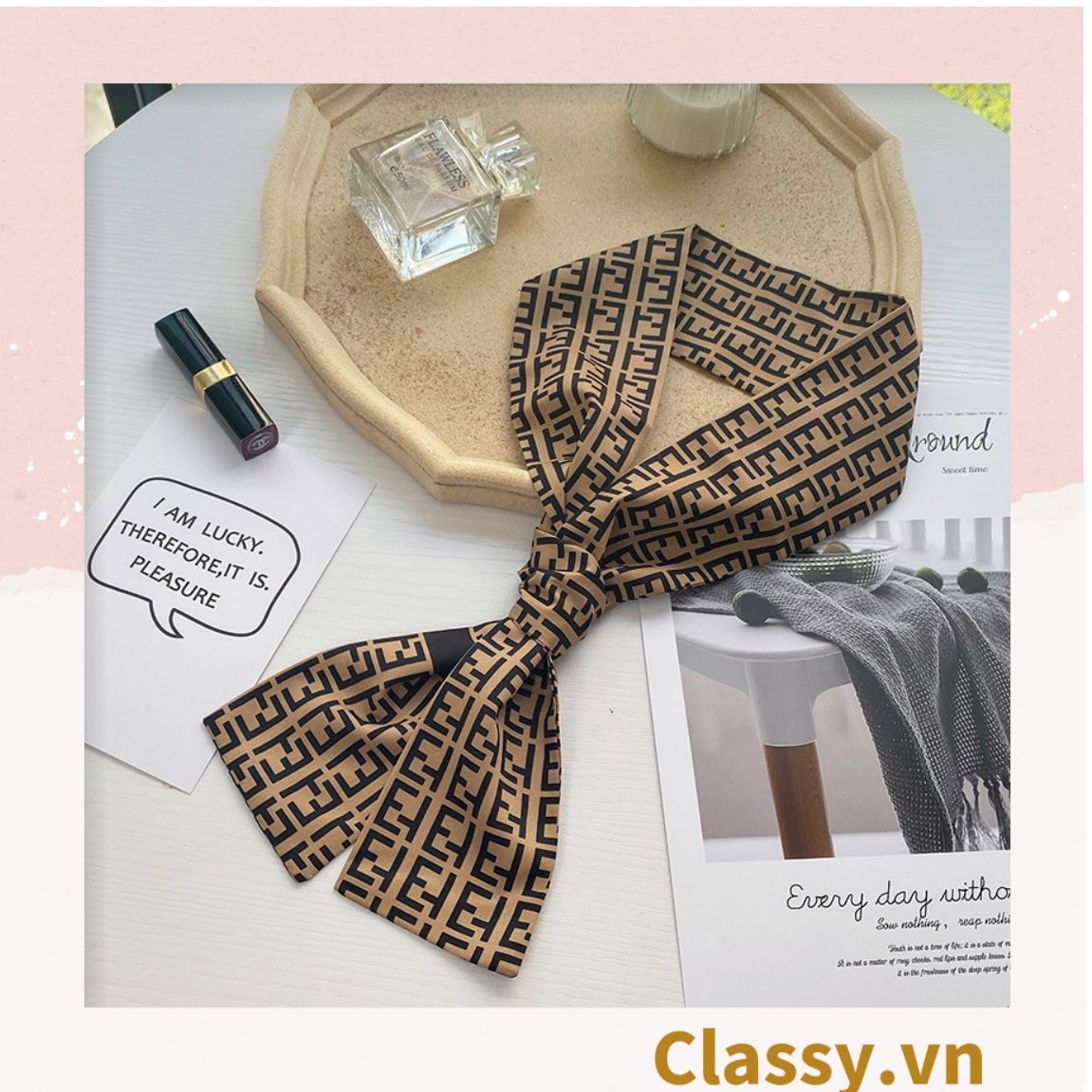 Dải turban lụa dài 97.5x7cm thời trang hàn quốc nhiều kiểu đẹp, phong cách vintage PK1134