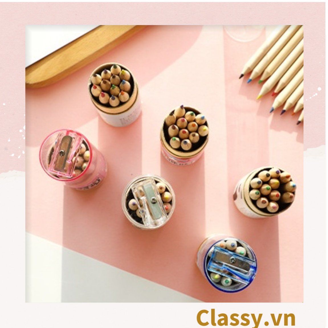 Combo 12 cây bút chì màu mini, có kèm theo chuốt chì, tiện lợi mang theo đi học đi làm PK1138