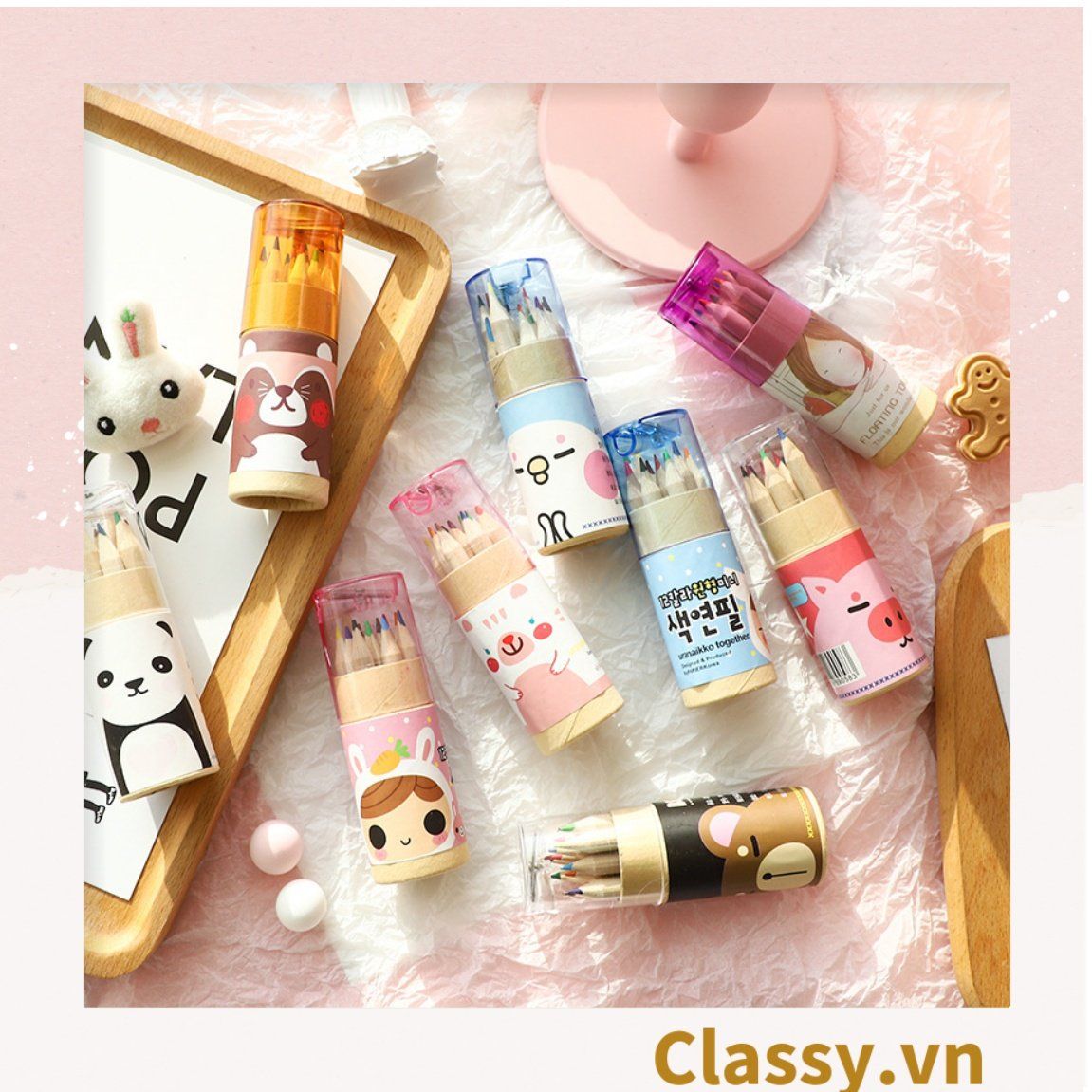 Combo 12 cây bút chì màu mini, có kèm theo chuốt chì, tiện lợi mang theo đi học đi làm PK1138