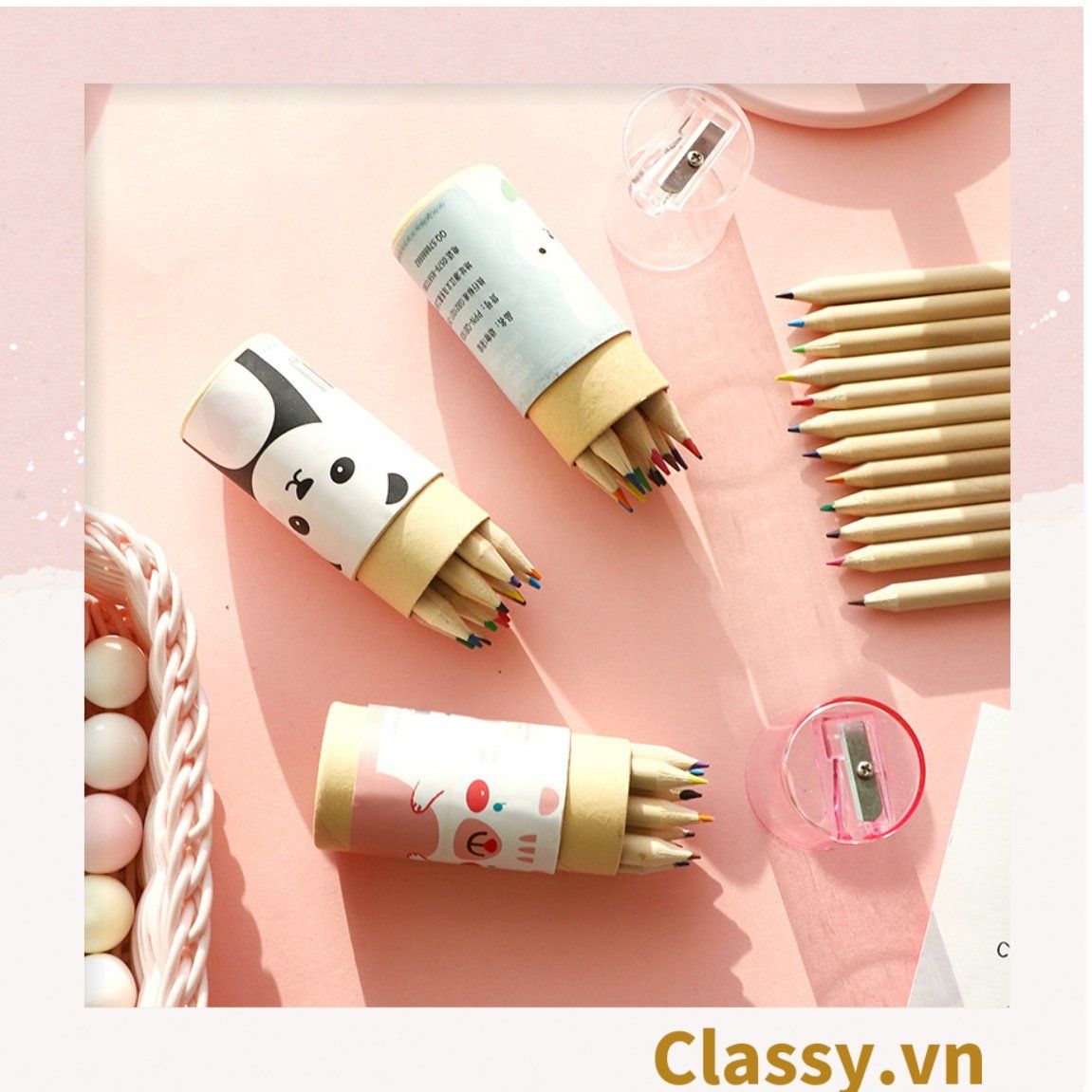 Combo 12 cây bút chì màu mini, có kèm theo chuốt chì, tiện lợi mang theo đi học đi làm PK1138