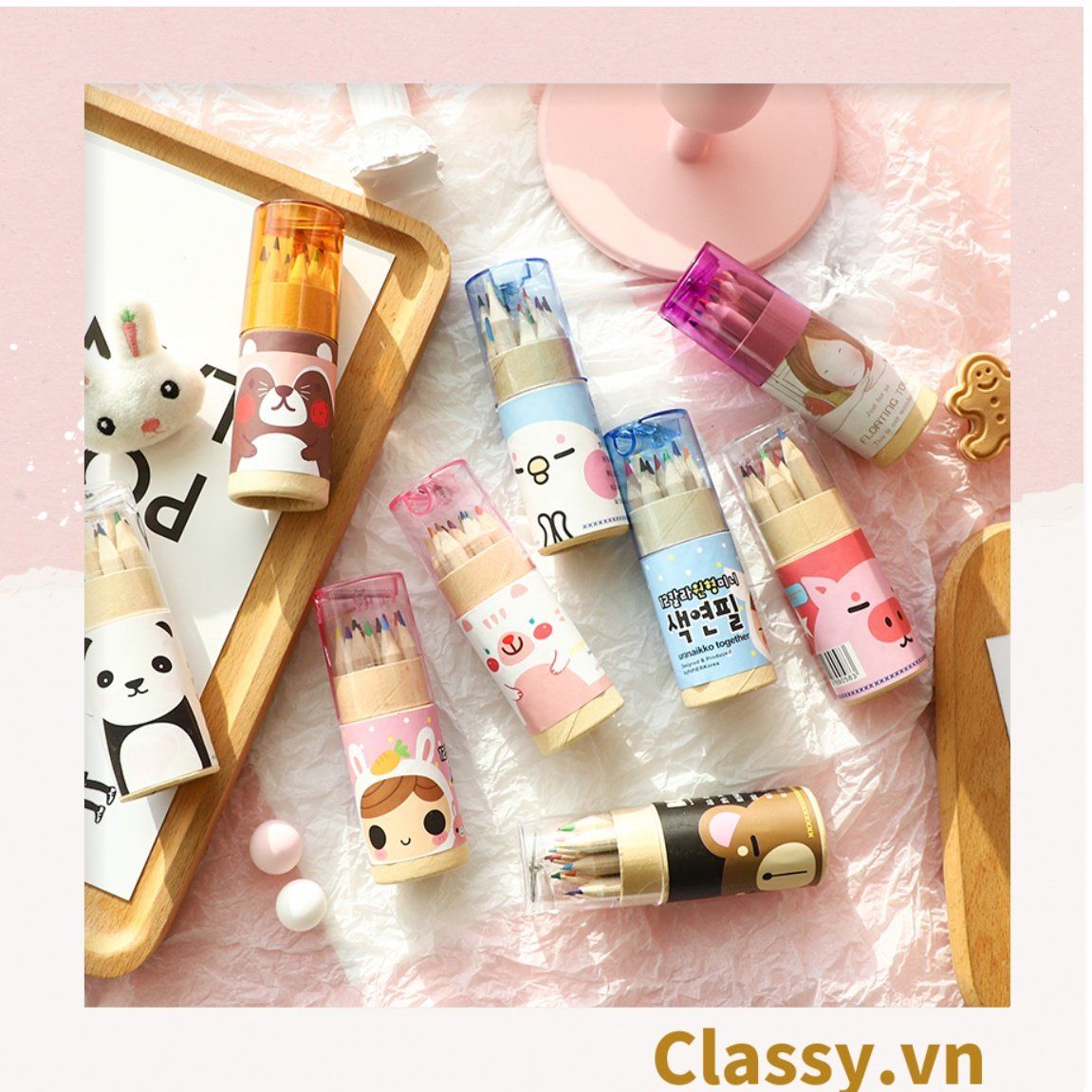Combo 12 cây bút chì màu mini, có kèm theo chuốt chì, tiện lợi mang theo đi học đi làm PK1138
