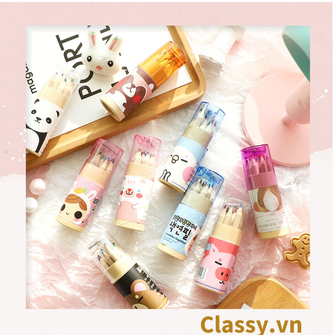 Combo 12 cây bút chì màu mini, có kèm theo chuốt chì, tiện lợi mang theo đi học đi làm PK1138