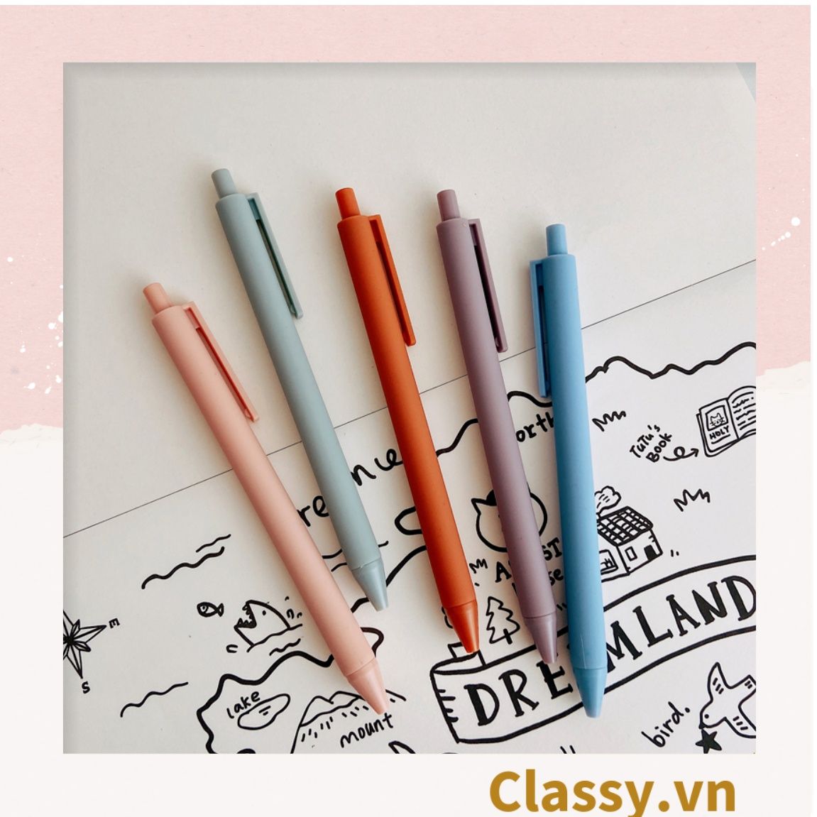 Bút gel màu trơn 0.5mm, tone pastel nổi bật, thích hợp cho sinh viên/nhân viên văn phòng PK1143