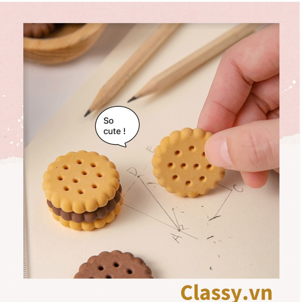 Gôm tẩy hình bánh quy đựng trong mô hình hộp bánh đáng yêu PK1146