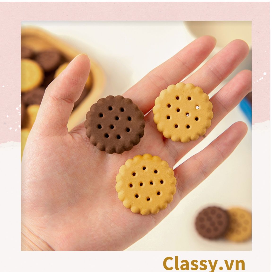 Gôm tẩy hình bánh quy đựng trong mô hình hộp bánh đáng yêu PK1146