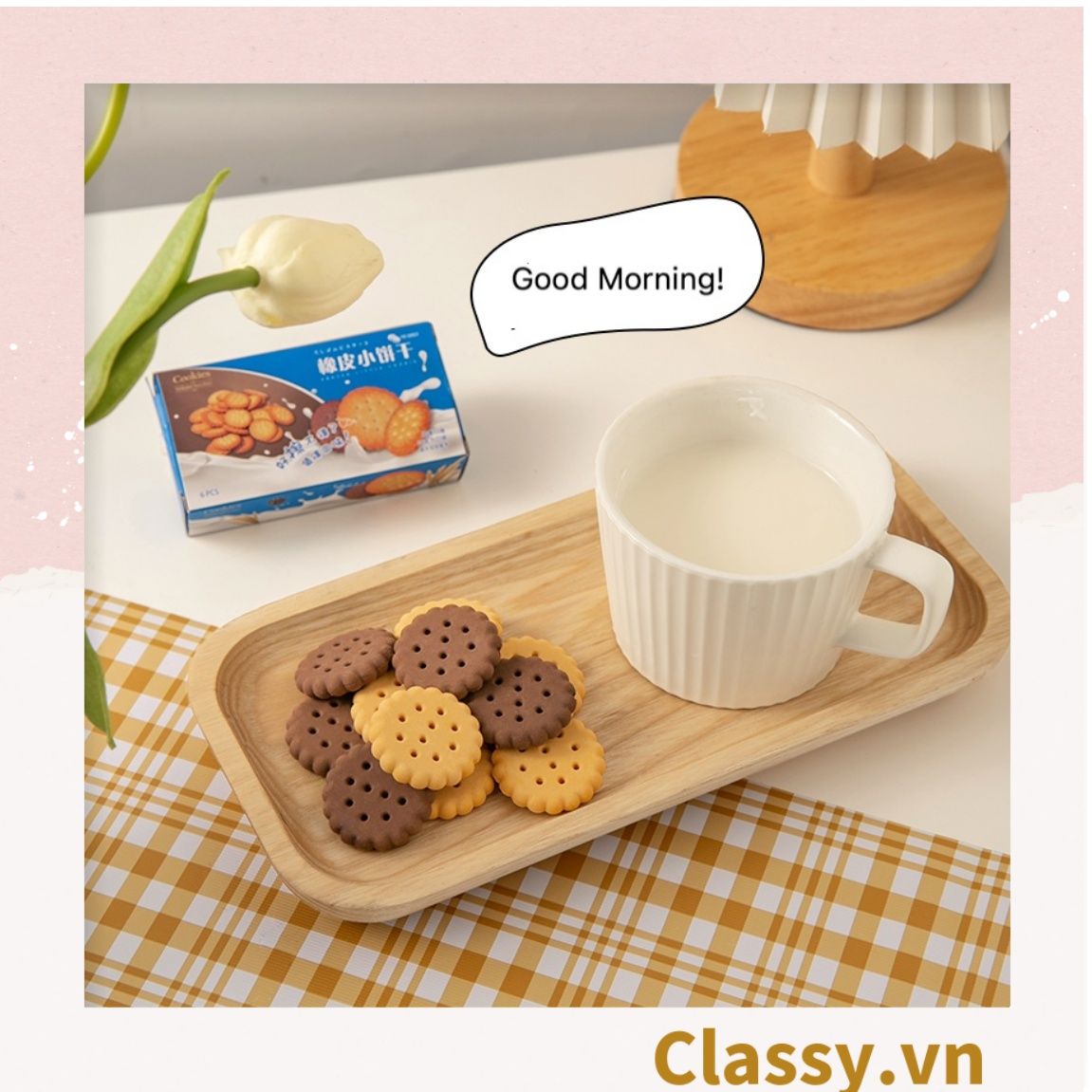 Gôm tẩy hình bánh quy đựng trong mô hình hộp bánh đáng yêu PK1146
