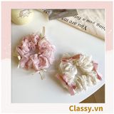  Kẹp tóc cột tóc scrunchies nơ màu hồng phấn mang lại nét nữ tính cho bạn nữ PK1152 