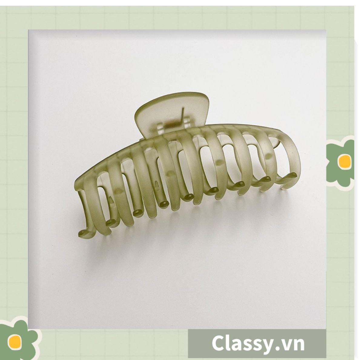 Kẹp tóc càng cua màu xanh lá, dạng kẹp trong đục, nhiều kiểu dáng hiện đại PK1169