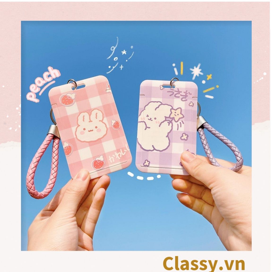 Thẻ đeo, móc khóa gắn hình 11x7cm, họa tiết hoạt hình đáng yêu, mang theo đi học đi làm tiện lợi PK1195