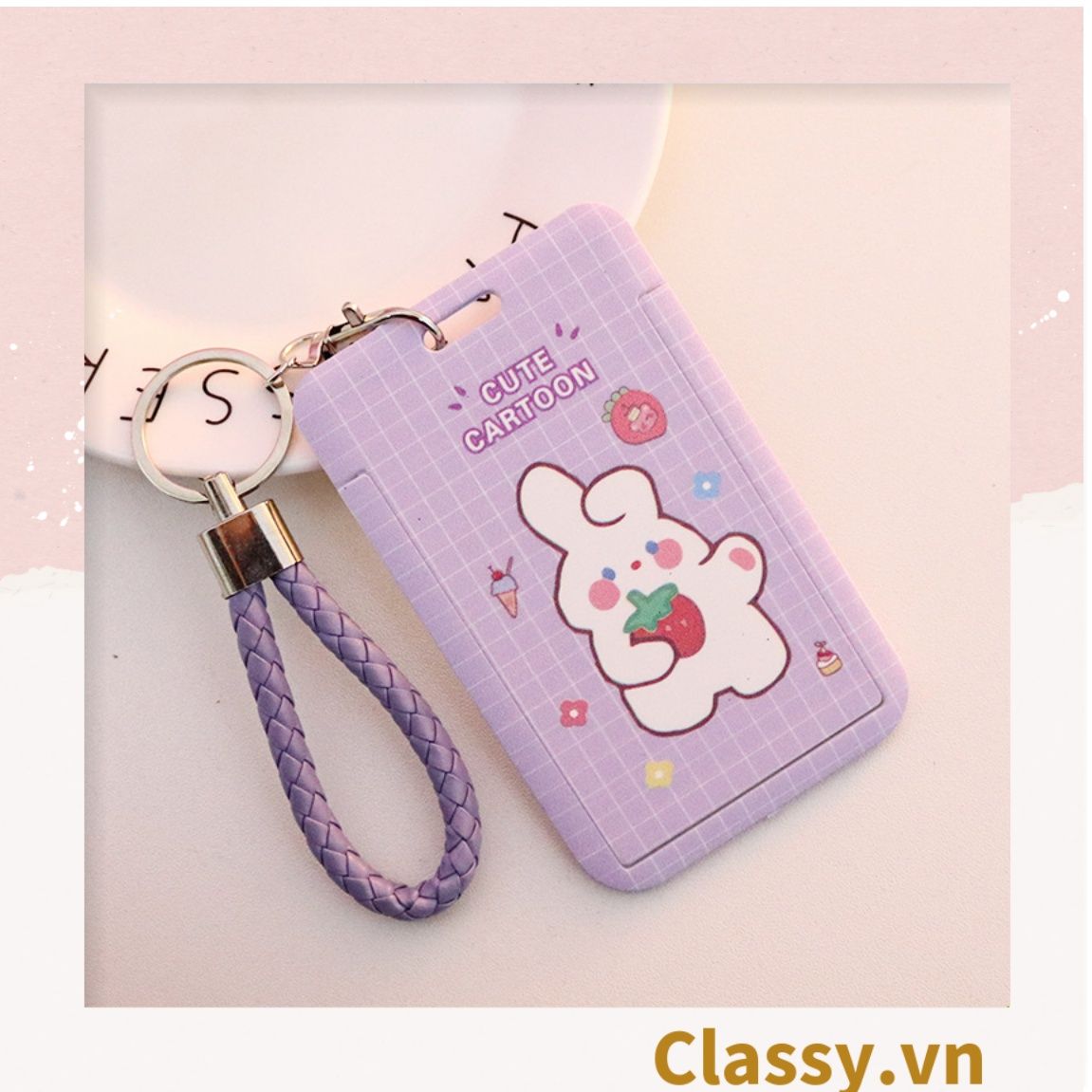Thẻ đeo, móc khóa gắn hình 11x7cm, họa tiết hoạt hình đáng yêu, mang theo đi học đi làm tiện lợi PK1195