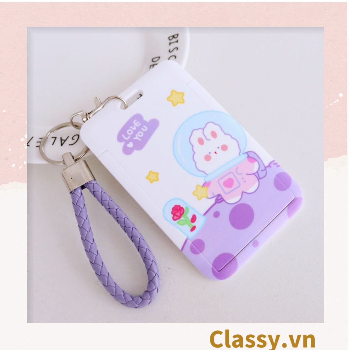 Thẻ đeo, móc khóa gắn hình 11x7cm, họa tiết hoạt hình đáng yêu, mang theo đi học đi làm tiện lợi PK1195