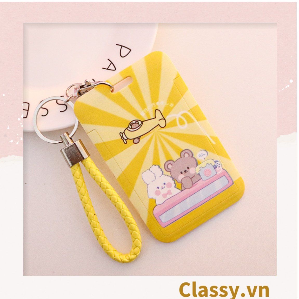 Thẻ đeo, móc khóa gắn hình 11x7cm, họa tiết hoạt hình đáng yêu, mang theo đi học đi làm tiện lợi PK1195