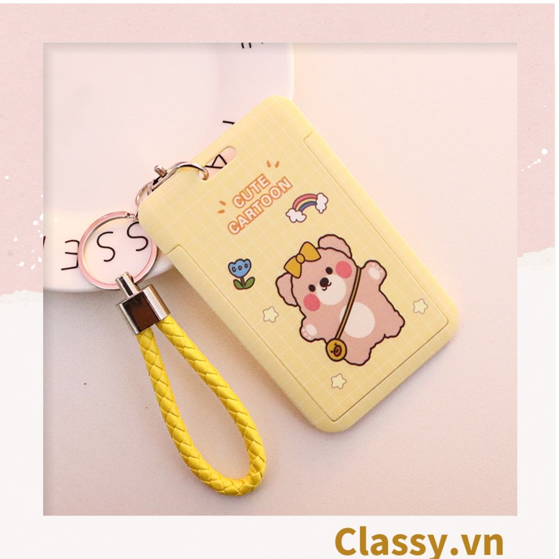 Thẻ đeo, móc khóa gắn hình 11x7cm, họa tiết hoạt hình đáng yêu, mang theo đi học đi làm tiện lợi PK1195