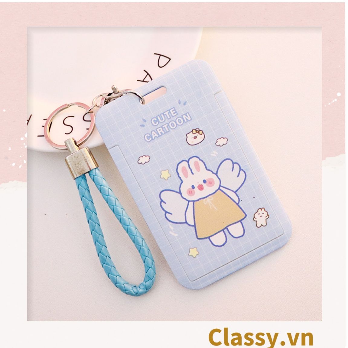 Thẻ đeo, móc khóa gắn hình 11x7cm, họa tiết hoạt hình đáng yêu, mang theo đi học đi làm tiện lợi PK1195